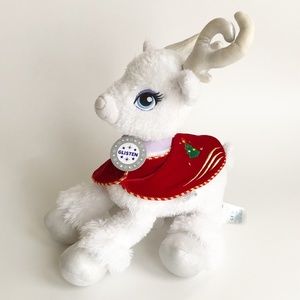 Build A Bear GLISTEN Reindeer Plush w Red Velvet Cape Silver Antlers